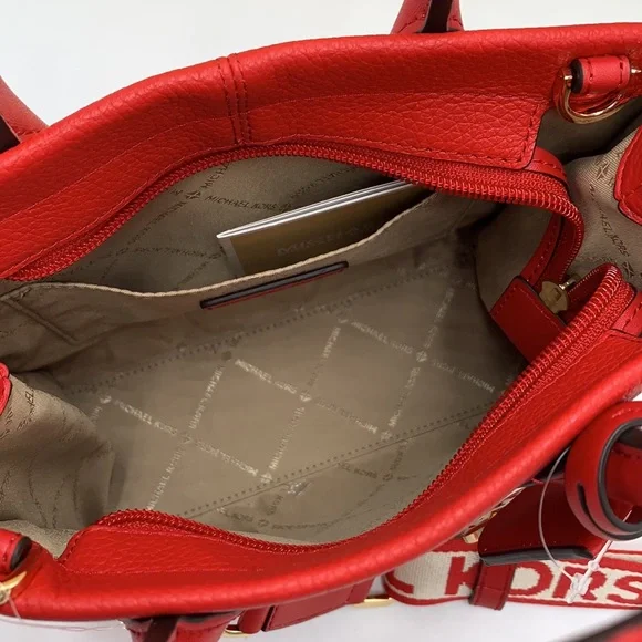 MICHAEL KORS MIRELLA SMALL SHOPPER TOP ZIP XBODY BRIGHT RED COLOR - Picture 13 of 16